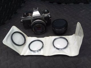 Nikon Fg - 20 Camera 35mm Slr Series E 50mm F1.  8 Lens Teleconverter 2x Nf Rolev Mg