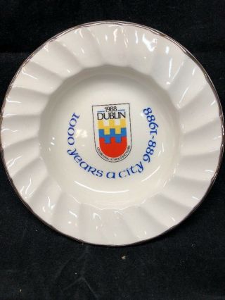 Vintage Dublin 1000 Yrs Pin Dish/ashtray Carrigdhoun Pottery Co - Op Cork Ireland