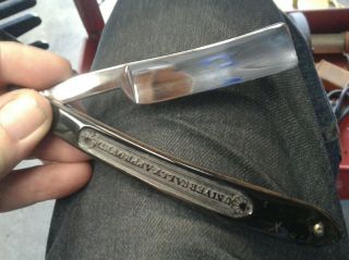 Vintage Wade & Butcher Straight Razor 11/16 " Etched Horn Scales Shave Ready
