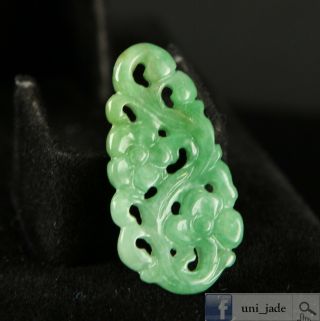 Apple Green Flower Top Carving Icy Burma Natural Jadeite Jade Pendant