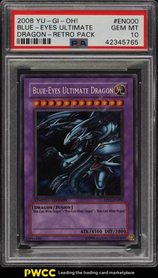 2008 Yu - Gi - Oh Retro Pack Blue - Eyes Ultimate Dragon Rp01 - En000 Psa 10 (pwcc)