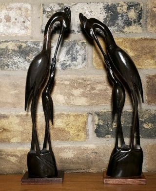 Mid Century Modern Sculptures Herons Sleek Carved Horn - Limited Set 14/60