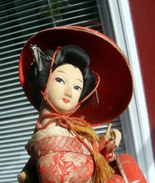 Vintage Hat Dancer Cloth Geisha Doll 105 15.  5 " Japan