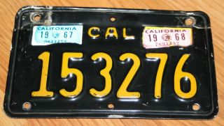 Vintage Motorcycle California License Plate - Black And Yellow