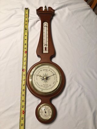 Vtg Airguide Barometer Hydrogemeter Thermometer Weather Station Banjo Cherry 26 "