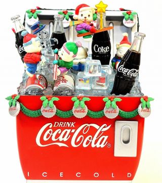 Rare Enesco Coca - Cola Lighted Multi - Action Cooler " Winter Wonderland " Music Box
