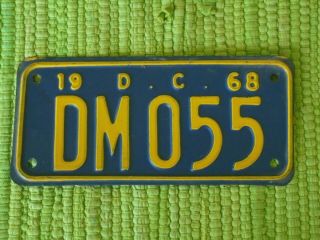 1968 Washington Dc Motorcycle Dealer License Plate Dc 68 Tag Dm055