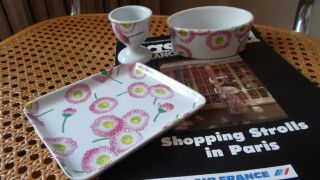 Paris Manuel Canovas Porcelain Egg Cup/ Dish/ Plate Limoges Pink Flowers
