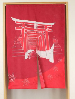 Japanese Noren Curtain Fox Inari Shrine Made In Japan 120cm
