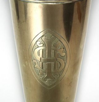 Gorham Co.  Early 20th Century Brass IHS Fluted Pedestal Altar Vase V4444 5