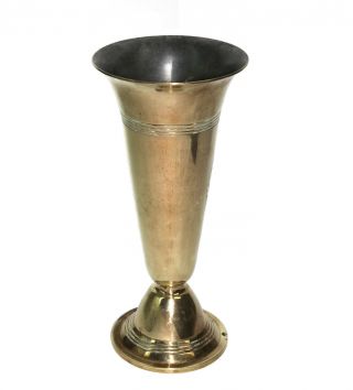 Gorham Co.  Early 20th Century Brass IHS Fluted Pedestal Altar Vase V4444 6