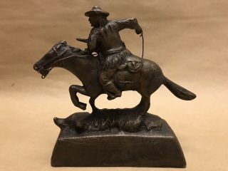 Vintage Winchester Cast Bronze Horse and Cowboy Heavy Advertising Statue Figure 6