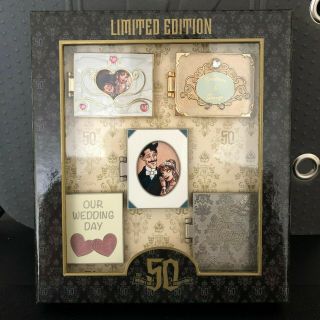 Disneyland Haunted Mansion 50th Anniversary Bride Wedding Album Pin Set Le 999