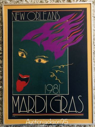 K.  Martin Mardi Gras Poster 1981 Signed And Numbered
