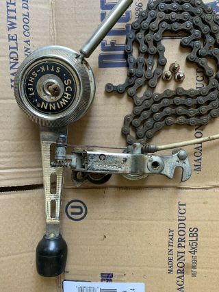 Schwinn 5 Speed Stick Shifter.  Manta Ray Complete Set.  The Chain Is For A Manta
