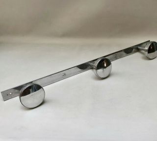 VINTAGE FRENCH MID CENTURY WALL MOUNTED CHROME COAT OR HAT RACK,  STORAGE HOLDER 2