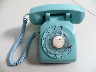 Vintage Blue Rotary Dial Phone Desk Telephone Western Electric Bell