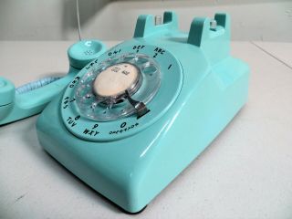 VINTAGE BLUE ROTARY DIAL PHONE DESK TELEPHONE WESTERN ELECTRIC BELL 4