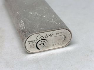Auth CARTIER Silver - Plated Brushed Bark Pattern Oval Lighter Silver (49154) 7
