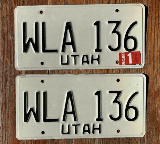 Vintage Pair 1984 84 Utah Ut License Plates Wla 136