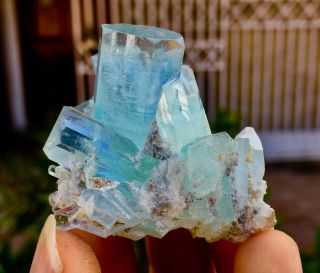 Wow 277 C.  T Top Class Damage Terminated Blue Color Aquamarine Bunch Crystal