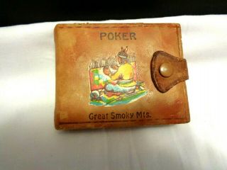 Vtg Souvenir Leather Holder W/sexy Pin Up Girls Poker Playing Cards