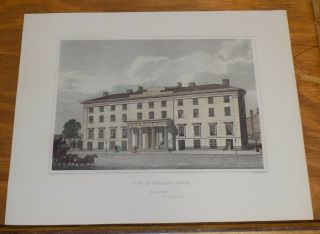 1831 Antique Color Print///view Of Tremont House,  Boston,  Ma