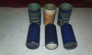 3 Edison Blue Amberol Cylinder Records