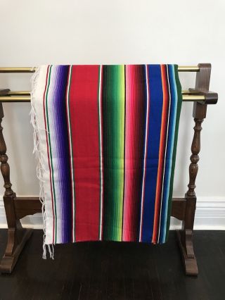 Vintage Serape Saltillo 90 X 62 Wool Weaving Rug Blanket Wall Art