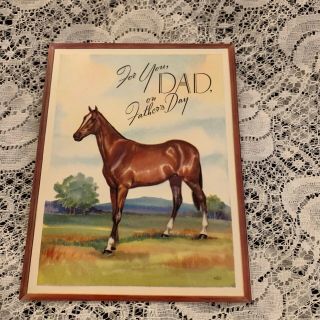 Vintage Greeting Card Fathers Day Rust Craft Horse Dad