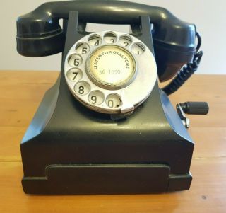 Bakelite Telephone - Rotary Dial - Magneto Type Desk Model - 1940 