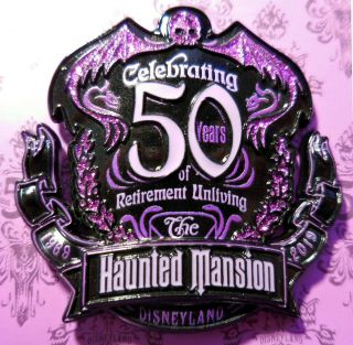 Disney Pin Haunted Mansion 50th Anniversary Purple Logo Le 999 Disneyland