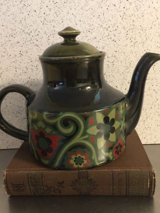Vintage Mod Teapot Coffee Flower Power Strafford England Mid Century Kitchen