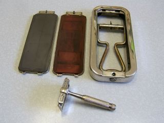 Vintage British Rolls Safety Razor Strop Hone Blade Case Box