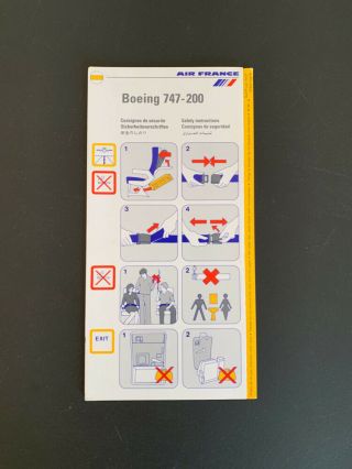 Safety Card Air France Boeing 747 - 200 06/96