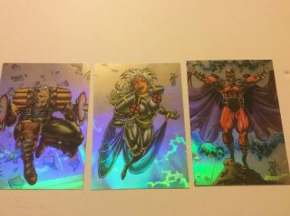 1993 X - Men Series 2 Hologram Holithogram Chase Insert Set Cards H1 - H3 Magneto