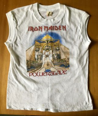 Vintage 1984 Iron Maiden Powerslave Sleeveless T - Shirt - Rare