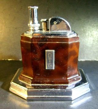 1937 Ronson Art Deco Touch Tip Heavy Coffee Table Lighter Monogrammed Dtg