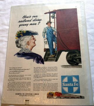 1940 Santa Fe Systems Lines Railroad Advertisement