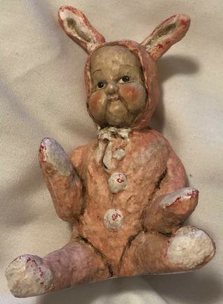 Debbee Thibault 2003 Whimsical Bunny Baby Figurine 38/500 Signed Retired Pink