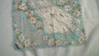 Vtg.  Map State Of North Carolina Handkerchief Souvenir Hankie Franshaw Nos
