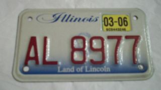 2006 Illinois Motorcycle License Plate,  " Al 8977 "