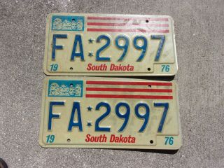 South Dakota 1976 Bicentennial License Plate Pair Fa : 2997
