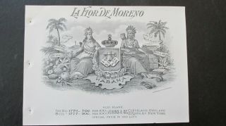 Vintage La Flor De Moreno Inner Cigar Label Salesman Sample