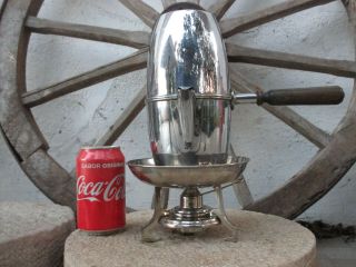 True Vintage In Brass Chromed With Stand & Burner Vacuum Coffee Maker Moka