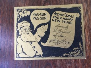 1932 - Rare Vintage Christmas Card - Boswell Sisters - Santa - Yas - Suh / Black/gold