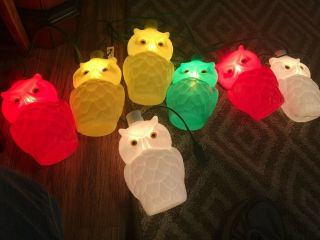 Vintage Blow Mold Large 7” Owl Patio Lights String Camping Party Rv Retro 70s
