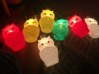 Vintage Blow Mold Large 7” Owl Patio Lights String Camping Party RV Retro 70s 3