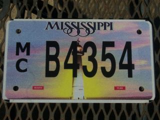 B 4354 = Nos 2004 Mississippi Lighthouse Motorcycle Mc License Plate