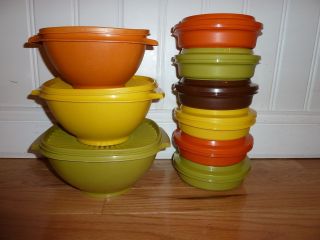 Set Of 9 Vintage Tupperware Servalier Bowls Harvest Colors,  Really